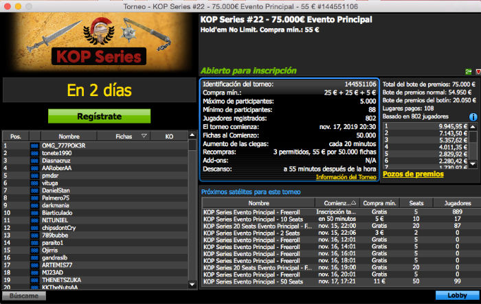 KOP Series Evento Principal