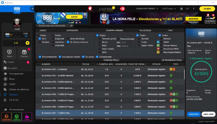 El lobby principal de 888