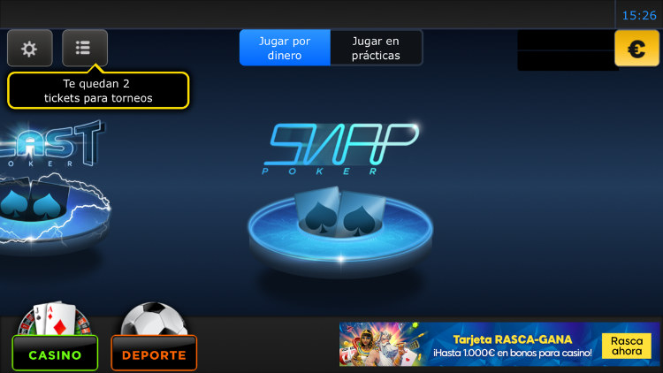 Snap Poker Menu