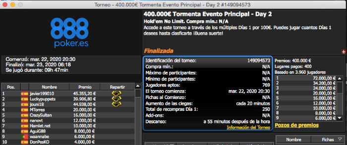 Evento Tormenta Millonaria con 400.000 euros garantizados