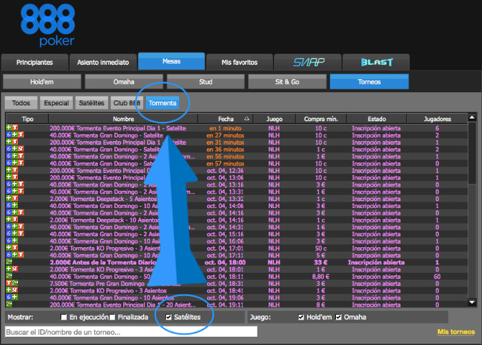 Satelites de poker online