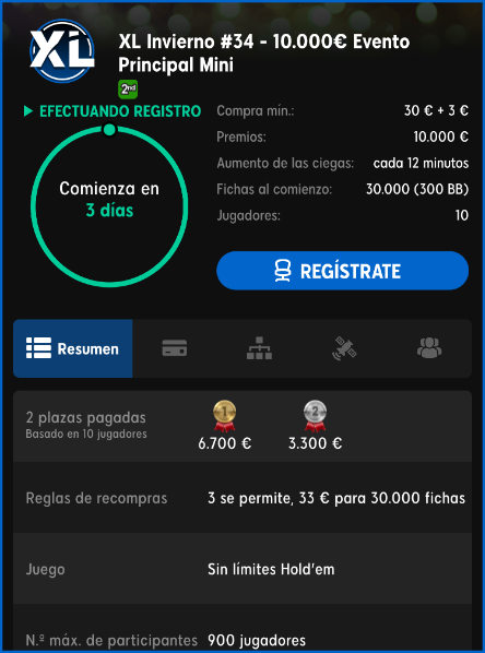 El torneo principal de las XL Series Invierno