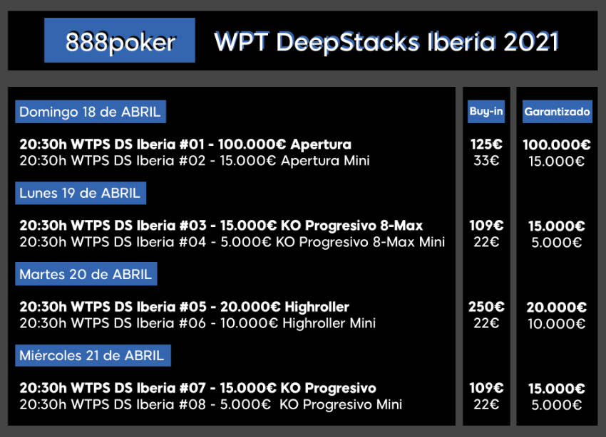 Calendario WPT Deepstacks Iberia 1