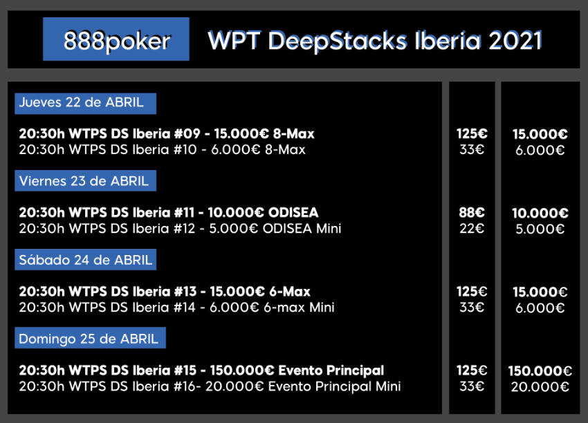 Calendario WPT Deepstacks Iberia 2