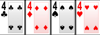 Baraja de cartas de poker cuatros