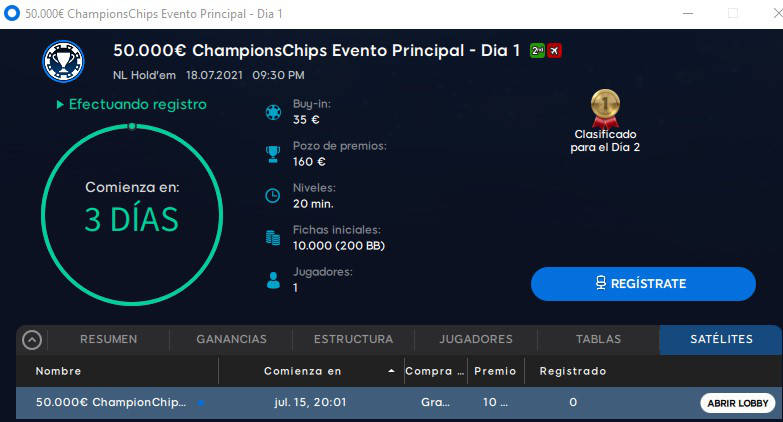 El 18 de Julio arranca el primer flight del Evento Principal