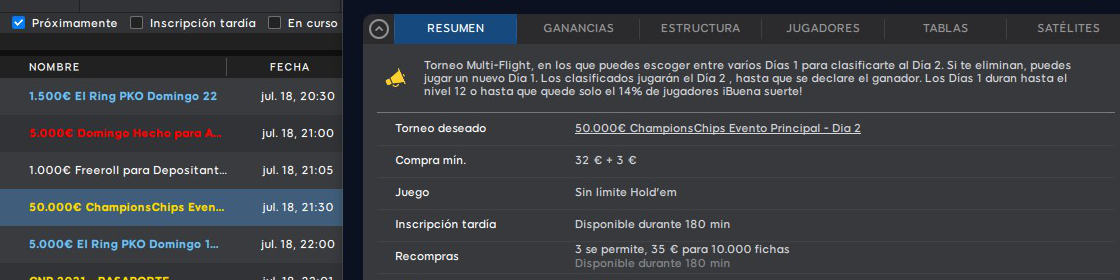 Championschips evento principal multiflight