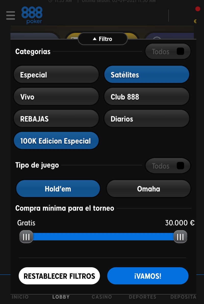Lobby 888 poker torneos