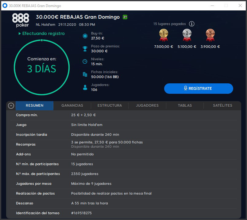 Torneo 30.000 euros Gran Domingo rebajado