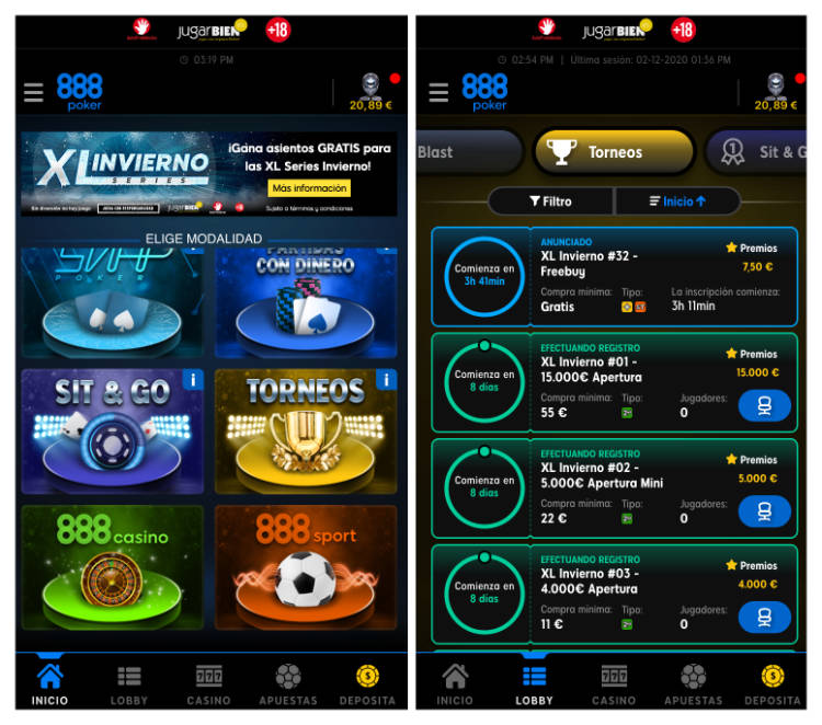 Torneos Poker Movil XL series