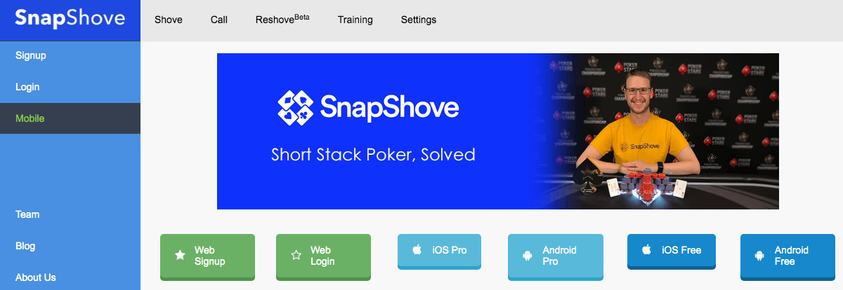 SnapShove Software Poker