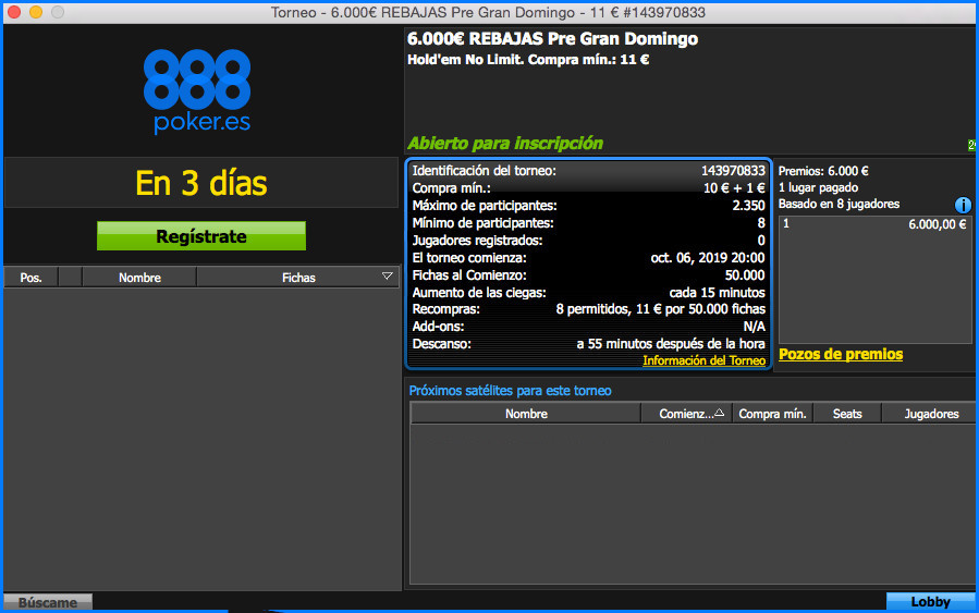 Rebajas Domingo 888poker
