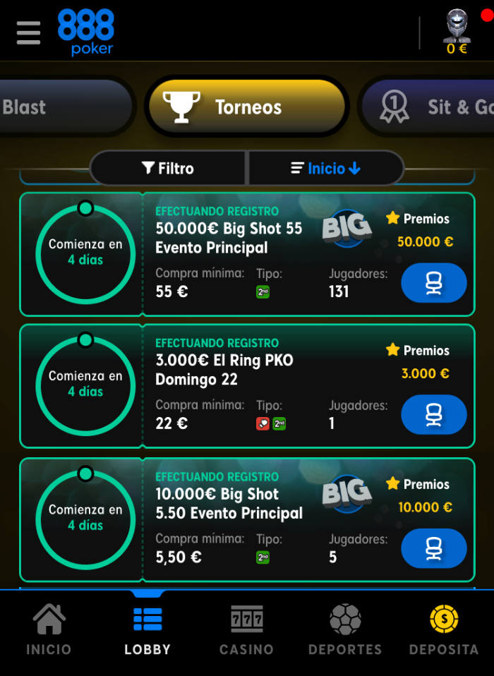 Torneos Lobby