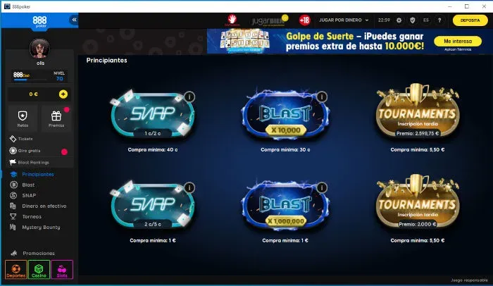 888 poker PC Lobby