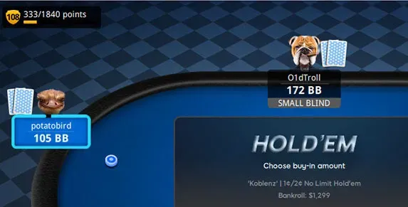 Tipos de jugador con avatar de animal en 888poker