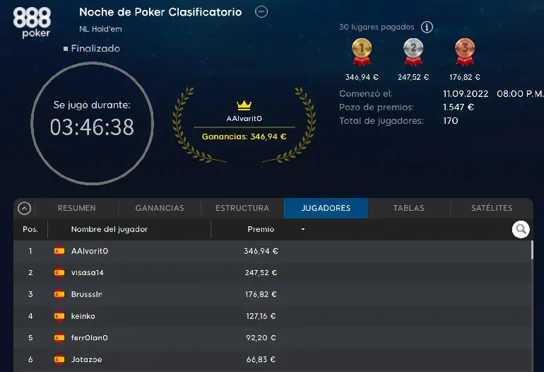 6 primeros clasificados