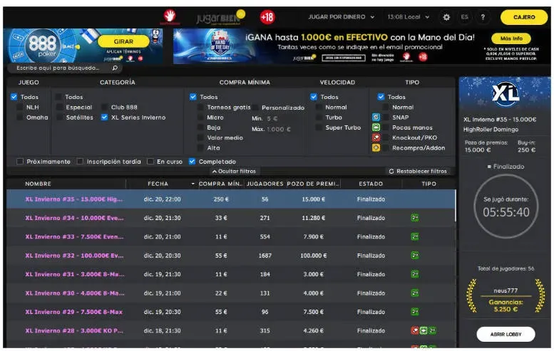 Lobby series de poker